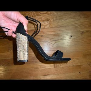 Rhinestone block heels